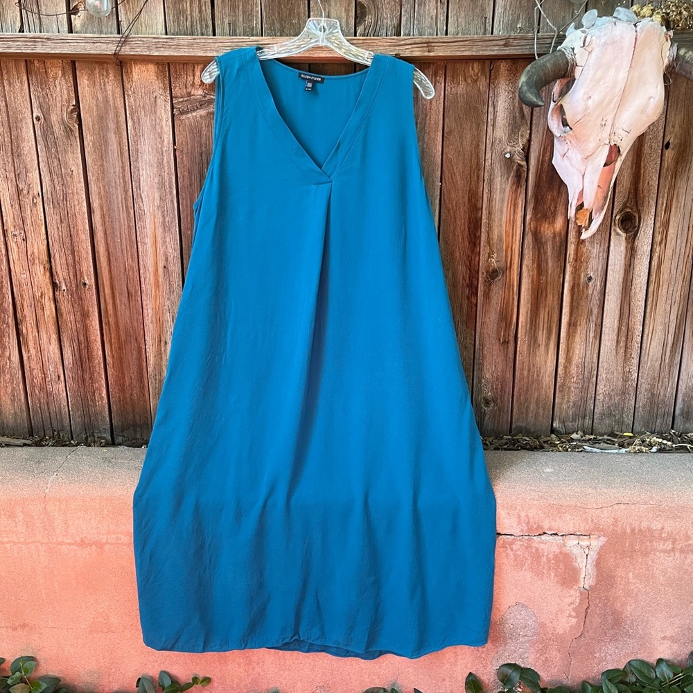 Eileen Fisher Teal Sleeveless Midi Dress